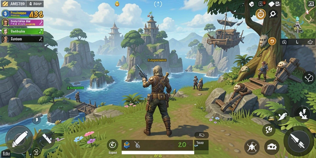 Screenshot gameplay AMS789 yang memperlihatkan dunia terbuka yang luas.