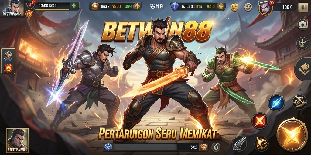 Screenshot BETWIN88 menampilkan pertarungan intens penuh aksi.