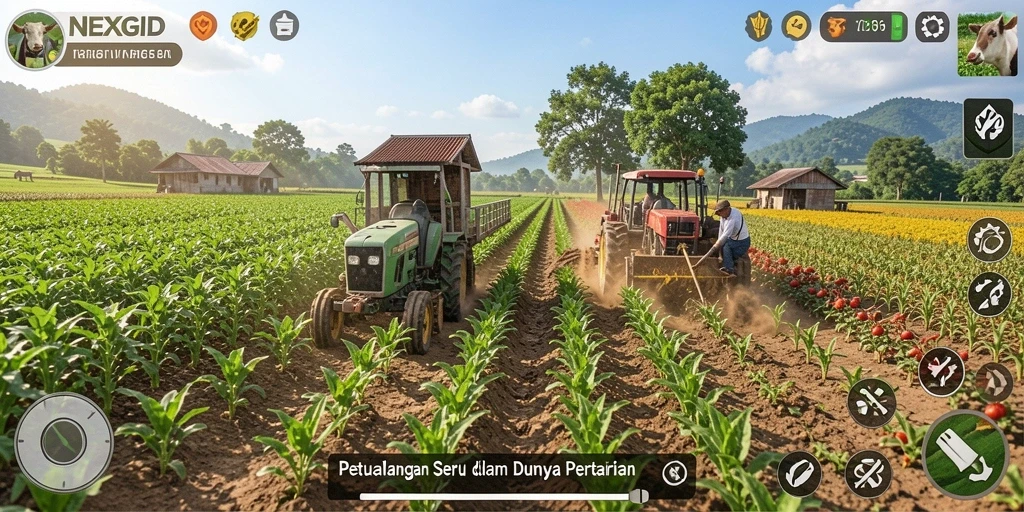Tampilan gameplay <strong>NEXGID</strong> dengan aktivitas bertani yang seru dan menyenangkan.