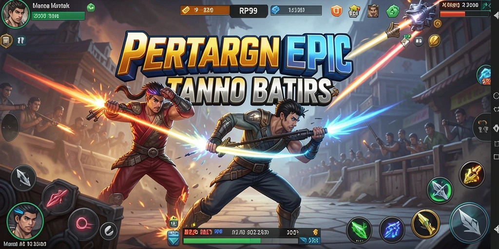 Tangkapan layar RP99 menunjukkan aksi pertarungan menegangkan di arena.