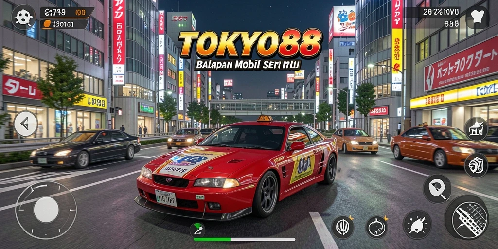 Screenshot gameplay TOKYO88 yang menampilkan aksi balapan seru.