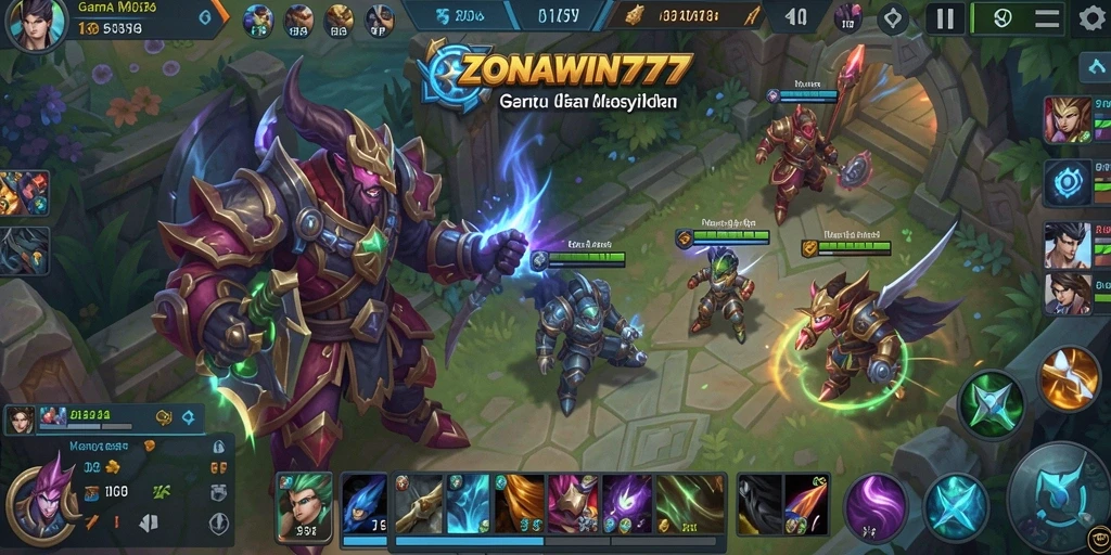Screenshot menunjukkan aksi seru dalam pertempuran tim di ZONAWIN777.