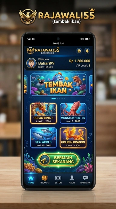Tampilan aplikasi rajawali55 dengan antarmuka yang bersih dan menarik.